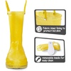 Girls Rain Boots,Kids Waterproof Boots with Easy-on Handles(Yellow)