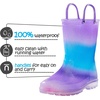 Kids Rain Boots Boys Girls Light up Boots with Easy-on Handles(A-purple Blue Gradient)