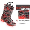 Kids Rain Boots Boys Girls Light up Boots with Easy-on Handles(Black/Red Camouflage)