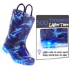 Kids Rain Boots Boys Girls Light up Boots with Easy-on Handles(Blue Dinosaur)