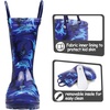 Kids Rain Boots Boys Girls Light up Boots with Easy-on Handles(Blue Dinosaur)