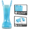 Kids Rain Boots Boys Girls Light up Boots with Easy-on Handles(Blue Glitter)