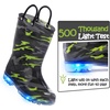 Kids Rain Boots Boys Girls Light up Boots with Easy-on Handles(Camouflage)