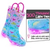 Kids Rain Boots Boys Girls Light up Boots with Easy-on Handles(Colorful Pink Dinosaur)