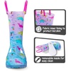 Kids Rain Boots Boys Girls Light up Boots with Easy-on Handles(Colorful Pink Dinosaur)