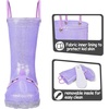 Kids Rain Boots Boys Girls Light up Boots with Easy-on Handles(Purple Unicorn 3d)