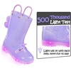 Kids Rain Boots Boys Girls Light up Boots with Easy-on Handles(Purple Unicorn 3d)