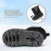 Kids Winter Snow Boots Hook & Loop Faux Fur Lined Warm Insulated Shoes(Black)