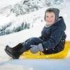 Kids Winter Snow Boots Hook & Loop Faux Fur Lined Warm Insulated Shoes(Black)