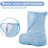 Kids Winter Snow Boots Hook & Loop Faux Fur Lined Warm Insulated Shoes(Pu/Blue)