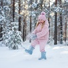 Kids Winter Snow Boots Hook & Loop Faux Fur Lined Warm Insulated Shoes(Pu/Blue)