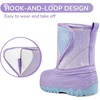 Kids Winter Snow Boots Hook & Loop Faux Fur Lined Warm Insulated Shoes(Pu/Purple)