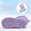 Kids Winter Snow Boots Hook & Loop Faux Fur Lined Warm Insulated Shoes(Rainbow/Aqua)