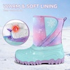 Kids Winter Snow Boots Hook & Loop Faux Fur Lined Warm Insulated Shoes(Rainbow/Aqua)