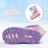Kids Winter Snow Boots Hook & Loop Faux Fur Lined Warm Insulated Shoes(Rainbow/Pink)