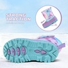 Kids Winter Snow Boots Hook & Loop Faux Fur Lined Warm Insulated Shoes(Rainbow/Purple)