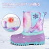 Kids Winter Snow Boots Hook & Loop Faux Fur Lined Warm Insulated Shoes(Rainbow/Purple)