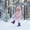 Kids Winter Snow Boots Hook & Loop Faux Fur Lined Warm Insulated Shoes(Star)