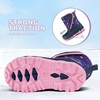 Kids Winter Snow Boots Hook & Loop Faux Fur Lined Warm Insulated Shoes(Star)