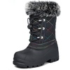 Boys Girls Fur Lined Waterproof Winter Boot(Black/Multicolor)