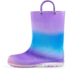 Girls Rain Boots,Kids Waterproof Boots with Easy-on Handles(Gradient Purple)
