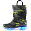 Kids Rain Boots Boys Girls Light up Boots with Easy-on Handles(Camouflage)
