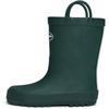 Kids Rain Boots, Waterproof Rubber Boots with Easy-on Handles(Dark Green)