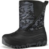 Kids Winter Snow Boots Hook & Loop Faux Fur Lined Warm Insulated Shoes(Camouflage)