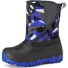 Kids Winter Snow Boots Hook & Loop Faux Fur Lined Warm Insulated Shoes(Gray/Blue)