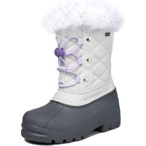 Boys Girls Fur Lined Waterproof Winter Boot(Grey)