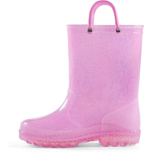 Girls Rain Boots,Kids Waterproof Boots with Easy-on Handles(Pink)