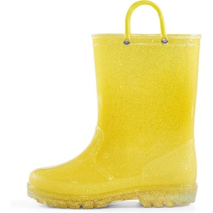 Girls Rain Boots,Kids Waterproof Boots with Easy-on Handles(Yellow)