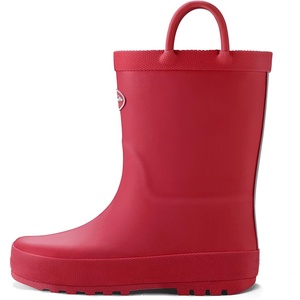 Kids Rain Boots, Waterproof Rubber Boots with Easy-on Handles(Red)
